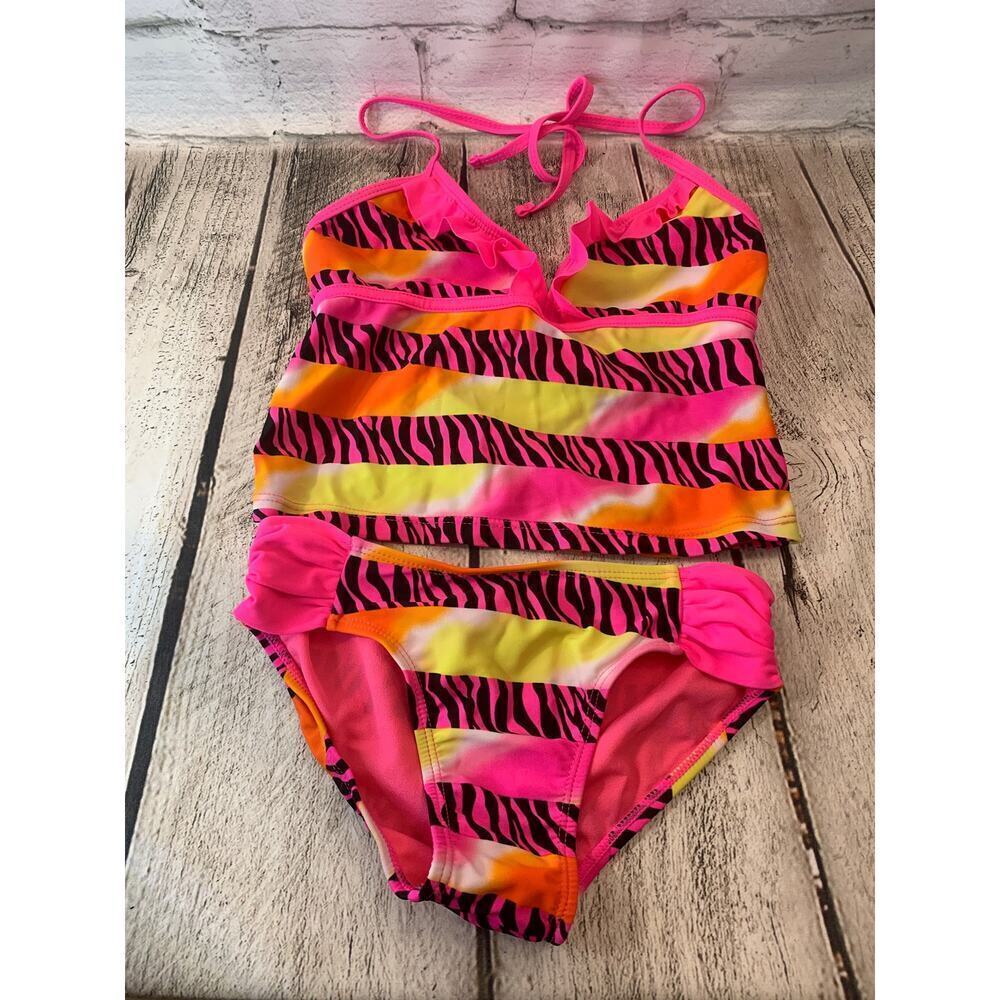 LAGUNA Girl’s Wild Zebra Tankini Swim Set / Size: 10
